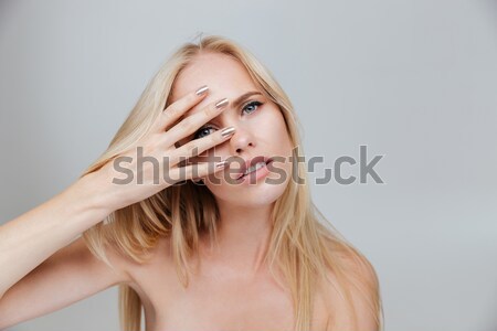 Portré vonzó érzéki szőke nő fiatal nő izolált Stock fotó © deandrobot