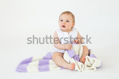 Foto stock: Bastante · pequeno · menina · sessão · piso