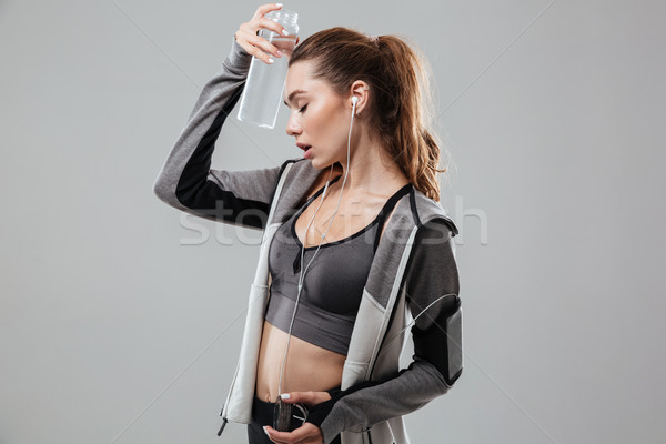 Oldalnézet fáradt sportok nő csukott szemmel tart Stock fotó © deandrobot