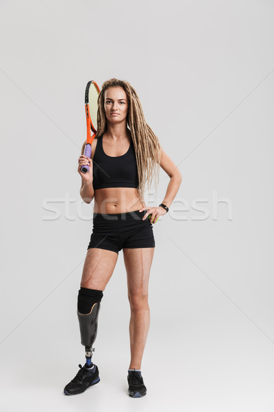 Fiatal mozgássérült sportoló teniszező fotó áll Stock fotó © deandrobot