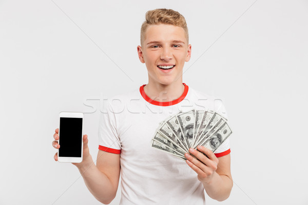 Stock foto: Porträt · glücklich · Teenager · halten · Geld · Banknoten