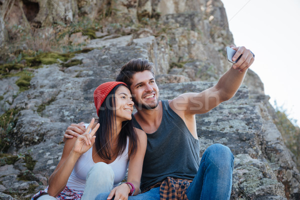 Stock foto: Paar · Erzeugnis · rock · Sitzung · Reise · jungen