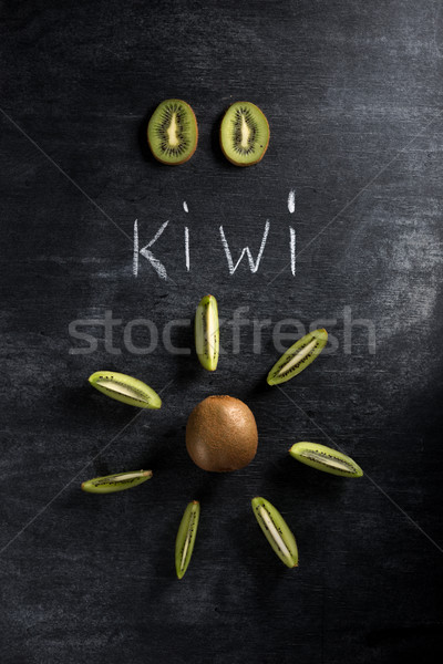 Foto stock: Kiwi · oscuro · pizarra · superior · vista · imagen