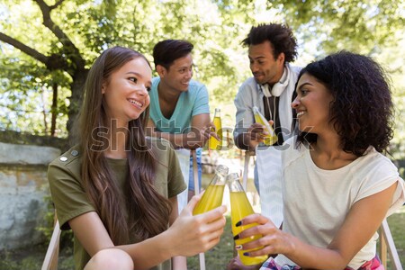 Heiter jungen Freunde Studenten Freien Stock foto © deandrobot