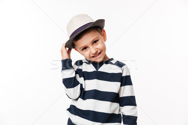 Portré boldog aranyos kicsi gyerek kalap Stock fotó © deandrobot