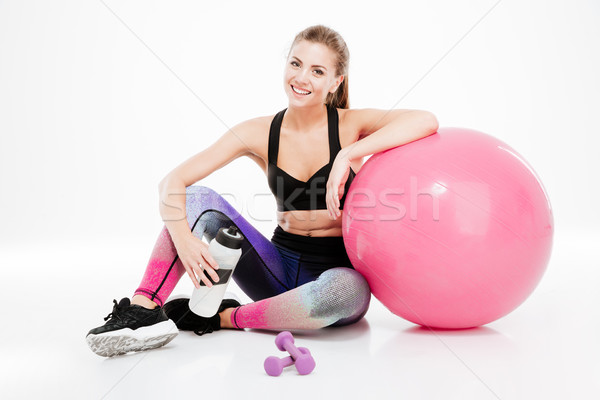 Jungen schönen Fitness Mädchen wenig rosa Stock foto © deandrobot