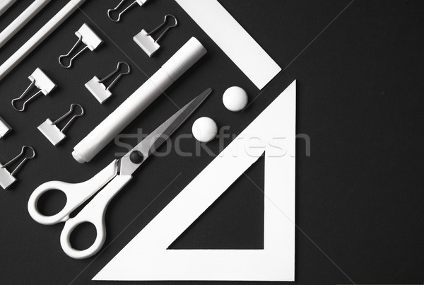 Irodaszerek fekete asztal kép üzlet iroda Stock fotó © deandrobot