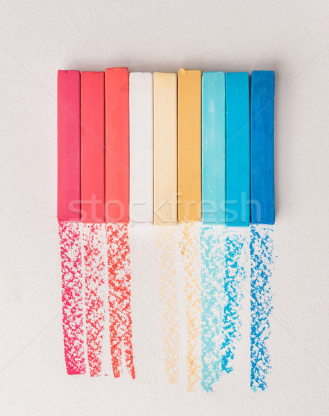Bunch of square colorful pastel chalks and their pigments Stock photo © deandrobot