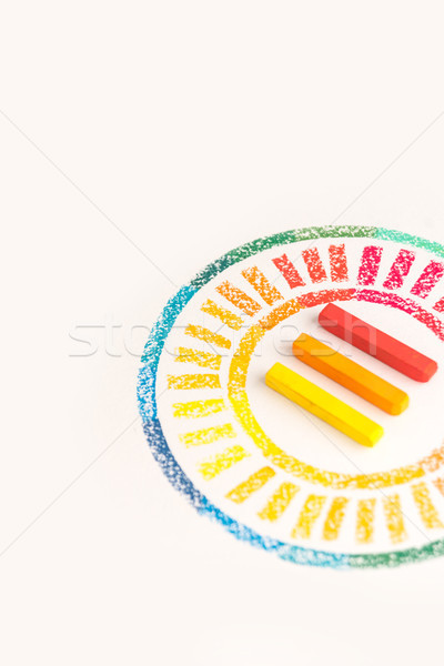 Cropped photo of circle drawn with colorful pastel chalks with t Stock photo © deandrobot