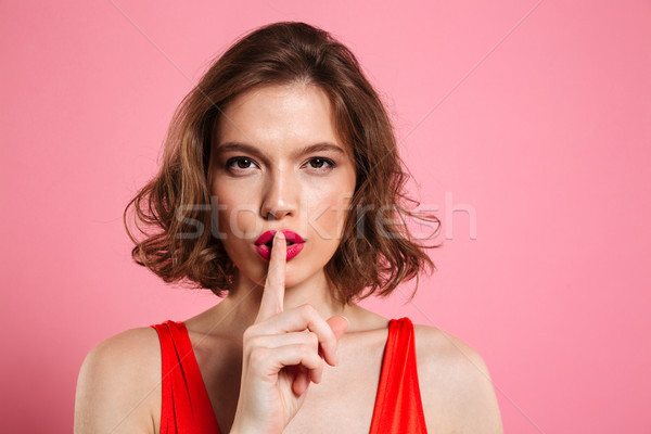 Stockfoto: Portret · aantrekkelijk · brunette · vrouw · tonen