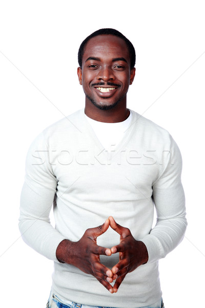 Portrait souriant africaine homme blanche mains Photo stock © deandrobot
