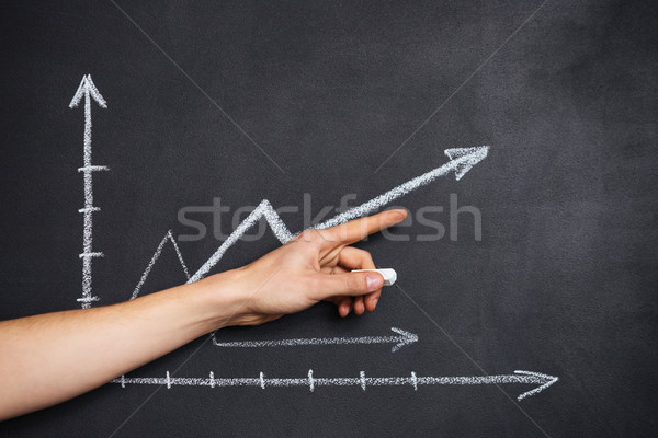 Grafiek schoolbord hand tonen richting Stockfoto © deandrobot