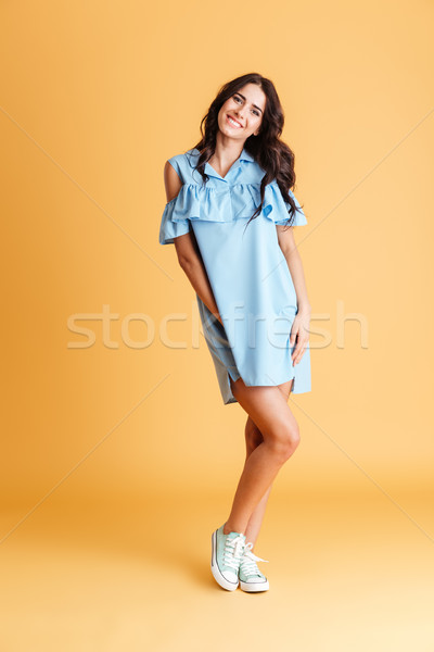 Full length portrait of a beautiful smiling woman in dress Stock photo © deandrobot