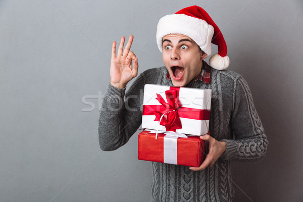 Foto stock: Homem · suéter · natal · seis