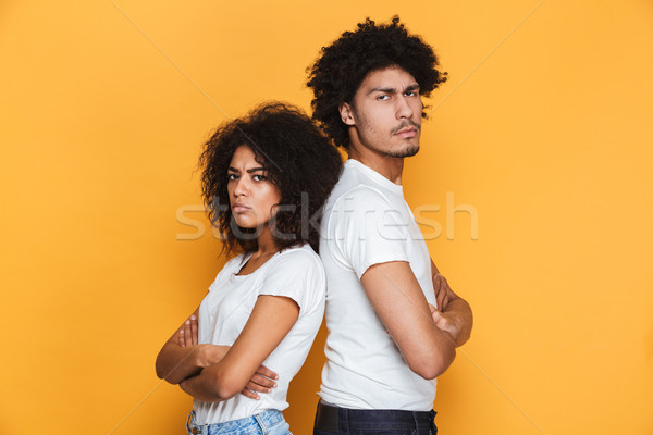 Foto stock: Retrato · zangado · africano · americano · casal · argumento