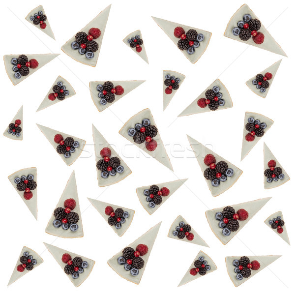 Pattern of blue cheesecakes with berries Stock photo © deandrobot