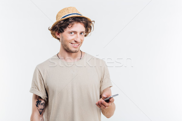 Stockfoto: Glimlachend · jonge · man · geïsoleerd · witte