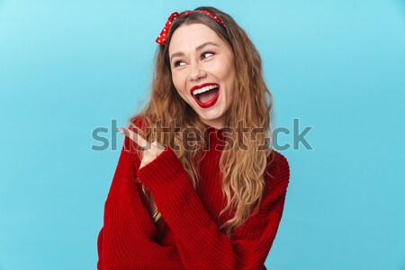 Retrato sorprendido nina hablar teléfono feliz Foto stock © deandrobot