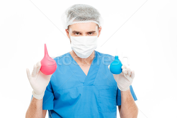 Masculina cirujano médicos aislado blanco Foto stock © deandrobot