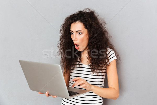 Mixed emotions of beautiful woman being surprised or outraged wh Stock photo © deandrobot