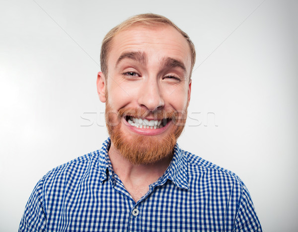 Stock fotó: Portré · vicces · férfi · mosolyog · izolált · fehér