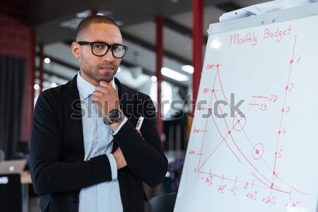 Businessman showing ok sign at the flipchart Stock photo © deandrobot