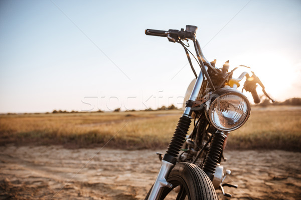 Close-up view on retro motorcycle headlights Stock photo © deandrobot