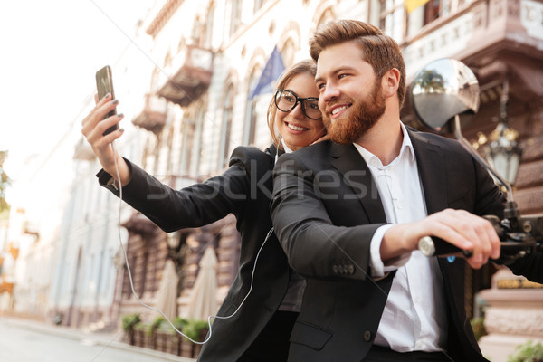 Foto d'archivio: Sorridere · Coppia · moderno · moto · esterna