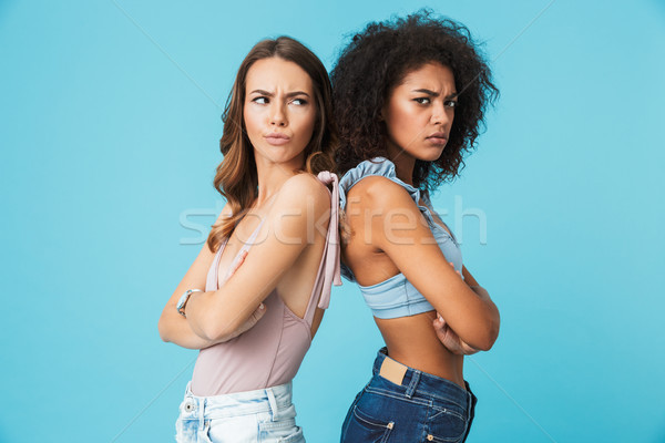 [[stock_photo]]: Deux · bouleversé · jeunes · filles · été · vêtements