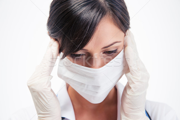 Portrait of a pensive female medical doctor in mask Stock photo © deandrobot