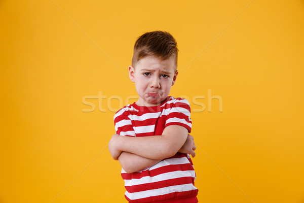 Portrait of a sad upset little boy crying Stock photo © deandrobot