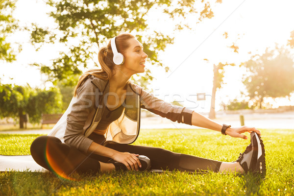 Stock photo: Portrait of yoga or fitness woman 20s in sportswear working out 