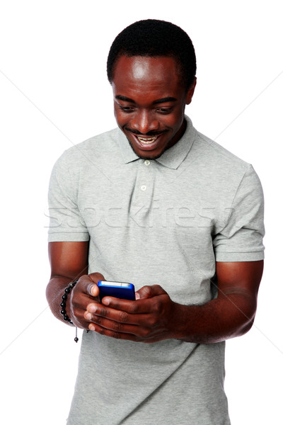 Foto stock: Retrato · feliz · africano · homem · branco