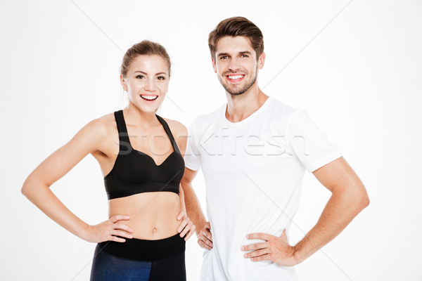 Foto stock: Hombre · mujer · manos · caderas · retrato · sonriendo