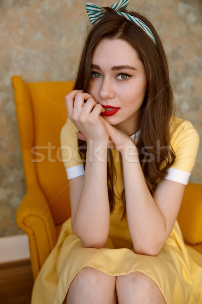 Sensual beautiful pin up girl in yellow dress Stock photo © deandrobot