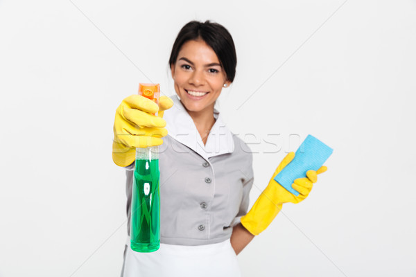 Stockfoto: Portret · professionele · huishoudster · uniform · Geel