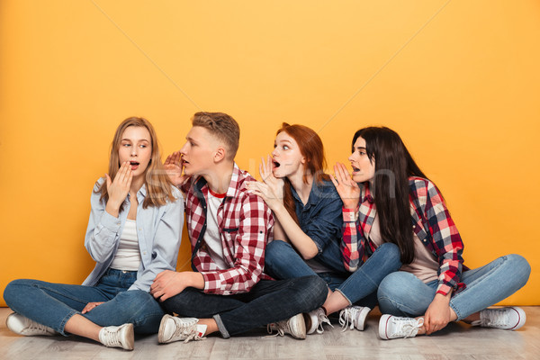 Groupe jeunes positif école amis séance [[stock_photo]] © deandrobot