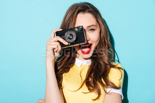 [[stock_photo]]: Portrait · souriant · joli · fille · robe