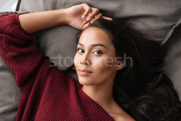 Foto stock: Topo · ver · jovem · atraente · asiático · mulher