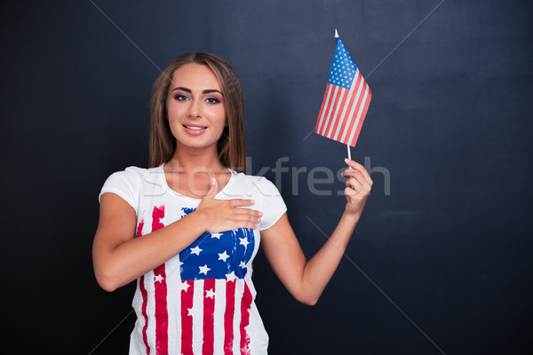 Zdjęcia stock: Portret · happy · girl · USA · banderą · szczęśliwy