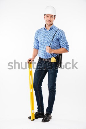 Foto stock: Alegre · joven · constructor · espíritu