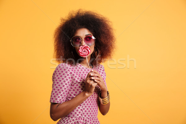 Stock photo: Portrait of a lovely afro american woman in retro style