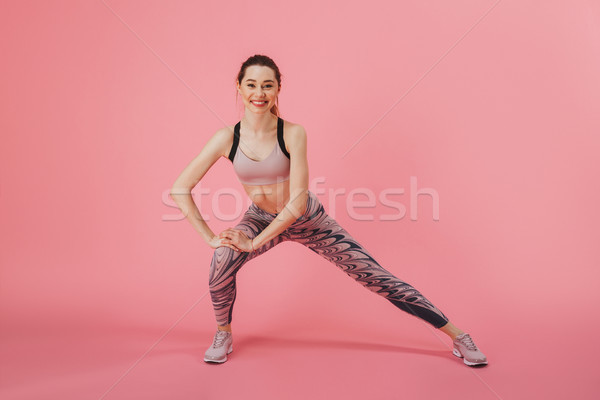 Stock foto: Bild · lächelnd · Sportlerin · Ausübung · schauen