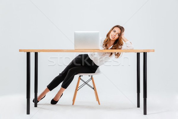 女性 座って ノートパソコン 美しい ストックフォト © deandrobot