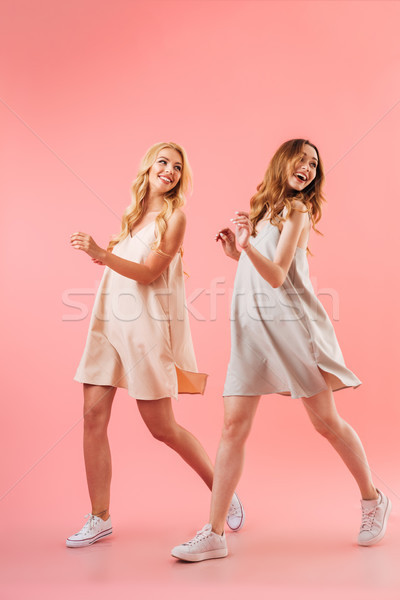 Imagem dois alegre bastante mulheres Foto stock © deandrobot