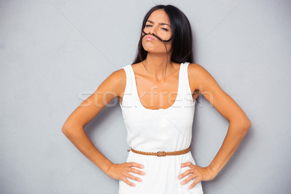 Belle femme moustache cheveux gris femme [[stock_photo]] © deandrobot