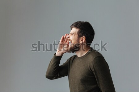 [[stock_photo]]: Vue · de · côté · portrait · homme · gris · heureux