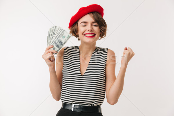 Portrait heureux femme rouge béret [[stock_photo]] © deandrobot