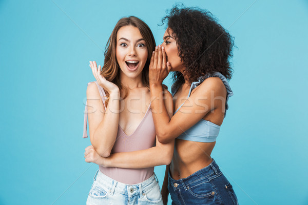 Twee vrolijk jonge meisjes zomer kleding Stockfoto © deandrobot