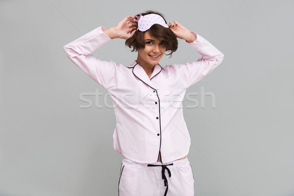 Foto stock: Retrato · sonriendo · bastante · nina · pijama